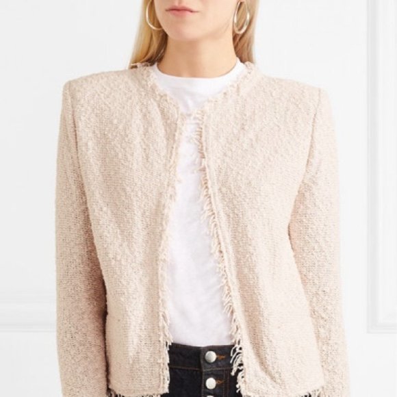 IRO Jackets & Blazers - IRO Shavani Fringe Trim Blazer Jacket Neutral Pink